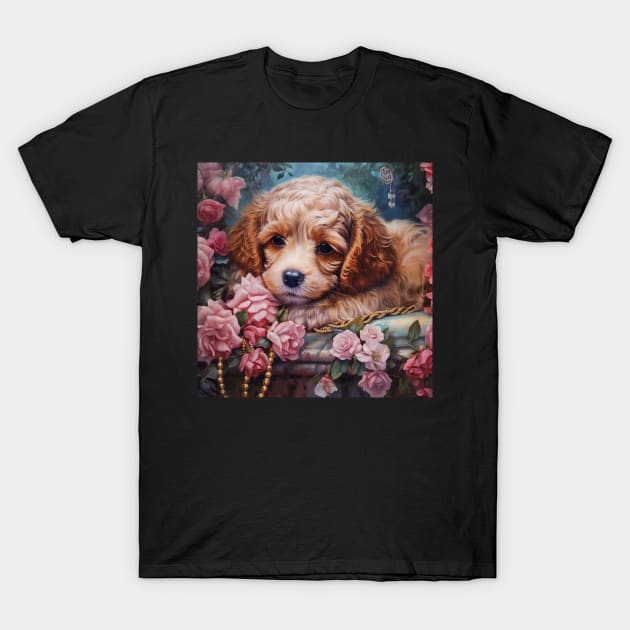 Cavoodle in Garden T-Shirt by Enchanted Reverie